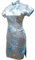 Vintage Dragon et Phénix Short Qipao Élégant Femmes Cheongsam Mandarin Col Sexy Mini Robe Chinoise Oversize Bleu Clair S, bleu clair, S