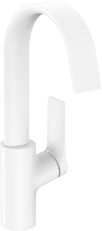 hansgrohe Waschtischarmatur Vivenis, Wasserhahn Bad mit Auslauf Höhe 210 mm, Badarmatur wassersparend, 120° drehbar, Mattweiß