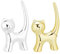 FINGERINSPIRE Porte-Bague en Porcelaine Argent et Or Chat 2 Pcs 58.5x24x104mm Décorations d'affichage de Maison de Chat pour l'affichage de Bijoux Grand Anniversaire Cadeaux de Festival de Mariage