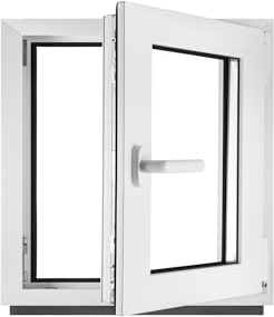 BauPLAZA Ventana PVC (reforzado) Practicable ANCHO x ALTO 500 x 500 mm BLANCA Vidrio Transparente Triple acristalamiento 4 10 4 10 4 (triple cristal) 50 x 50 cm Derecha OSCILOBATIENTE 1