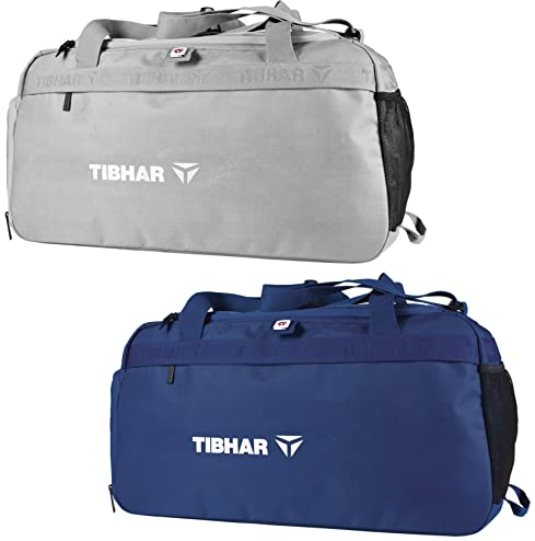 Tibhar Tischtennis Tasche Hong-Kong mit Seitentaschen | Tischtennis Sporttasche | Trainings-Tasche | Reisetasche | grau | Marine (Marine)