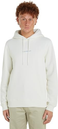 Calvin Klein Monologo Hoodie J30J325629, Felpa con Cappuccio, Uomo, Bianco (Ivory), XL