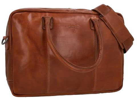 Gusti Aktentasche Leder-Jonah Herren Businesstasche Laptoptasche Ledertasche Bürotasche Unitasche Braun Leder