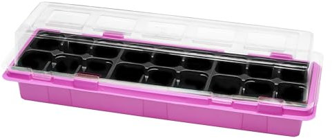 Garronda Mini Gewächshaus Anzuchtkasten Pflanzen im Innenbereich Anzuchttöpfe GD-0043 (47x16 cm; Rosa, 1 Stück)