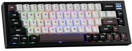 EPOMAKER MS68 VIA Wireless Gaming Keyboard with TFT Screen, 65% Aluminum Mechanical Keyboard, Hot Swappable, Creamy Gasket, Bluetooth/2.4Ghz/USB-C, RGB Backlit (Black, Sea Salt Silent Switch)