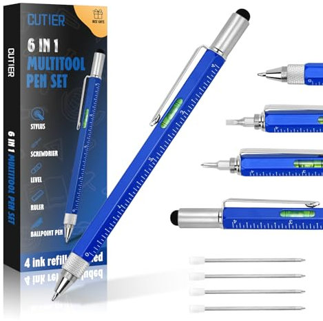 Coole Stift-Geschenke für Männer, 6-in-1-Multifunktionswerkzeug, Tech-Stift-Gadget für Ihn, lustiges Geschenk für Weihnachten, Vatertag, Valentinstag oder Geburtstag (6-in-1 blau)