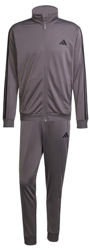 adidas Herren SPORTSWEAR BASIC 3 STRIPES TRICOT TRACKSUIT, Grey Strata, M Short