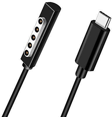 Câble de charge USB C pour Surface RT & Pro 1 2 (noir) - Fonctionne avec chargeur USB-C 15 V/3 A 45 W - Compatible avec Microsoft Surface 1512 1516 1536 Pro 1/2 et Surface RT