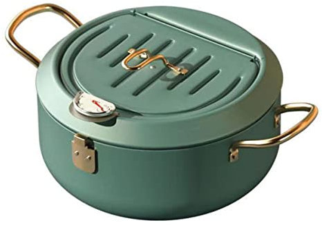 CORHAD Brattopf Aus Kohlenstoffstahl Im Japanischen Stil Mit Antihaftbeschichtetem Topf Zum Kochen Ölsparende Fritteuse Grün