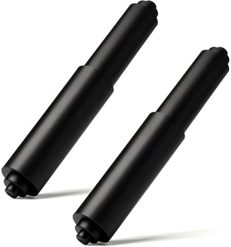 Toilet Paper Holder, 2Pcs Plastic Toilet Tissue Roll Holder Insert in bathroom Replacement Roller Spring Loaded Spindle WC(Black)