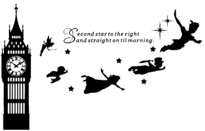 Peter Big Clock Wall Sticker for Kids Room Decoration Decal Boy Dream Cartoon Vinyl wall Stickers Waterproof Home Art Decor Small - 35x57cm