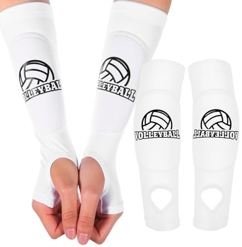 JIEYAO 1 Paar Volleyball Armschoner, Unterarmschoner mit Anti-Rutsch Schutzpolster und Daumenloch Elastische Volleyball Armmanschetten Unterarmschutz Arm Sleeves Zubehör für Armschutz Jugend Kinder