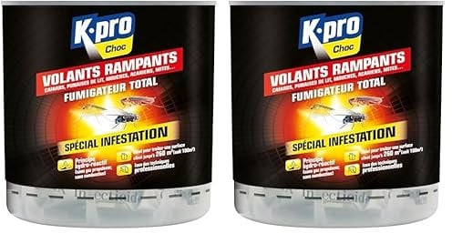 K.PRO Fumigateur Total - 20 gr - Elimine les infestations d'insectes - Punaises de lit, Cafards, Blattes, Acariens, Mouches...par Propagation d'une Fumée Insecticide - Action Radicale pour 260m3