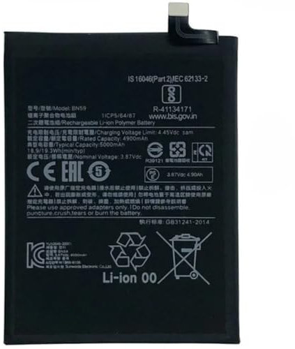 Bateria Compatible con XIAOMI REDMI Note 10 / Note 10S / Poco M5S ⋆ BN59 ⋆ Capacidad 5000 mAh ⋆ 3.87V ⋆ 19.3Wh ⋆ Li-Ion