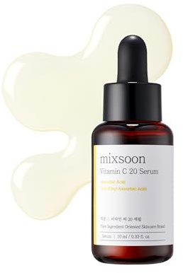 mixsoon Vitamin C 20 Serum 10ml | 20% Pure L-Ascorbic Acid, Stabilized Face Serum with Glutathione & Niacinamide for Radiant Skin Tone