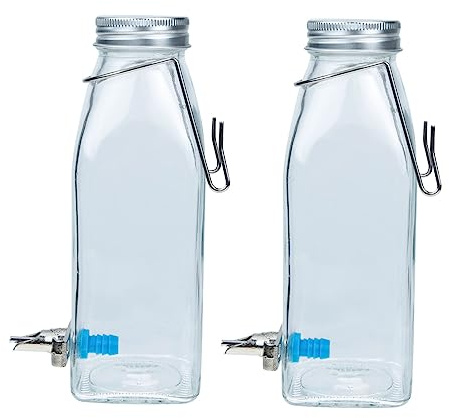Kaninchen Wasserflasche Hängend 350ml Glas Edelstahl für Kleintiere