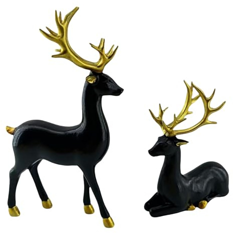 2 Stücks Weihnachts Rentier Figure, Weihnachtsdeko Rentier Hirsch Skulptur, Festliche Elch Statuen als Partydekoration, Winter Weihnachten Deko, Kreative Deko für Wohnzimmer, Küche, Schlafzimmer