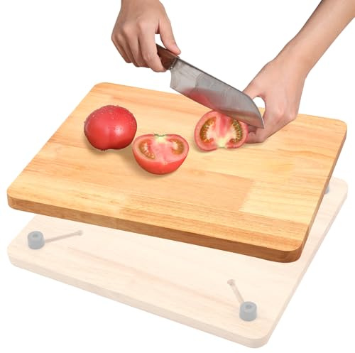 RV Sink Cover with Adjustable Legs and Non-Slip Feet, Solid Wood Cutting Board for Turkey, Meat, Vegetables, BBQ, 38 x 33 x 1.8cm Chopping Board for RV Camper Boats