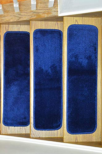 Trendige Stufenmatten reifenprofile Innen Skid Rutschfeste Teppich Stufenmatten Stufen Maschinenwaschbar, blau, TRENDY-ST-8X30-NAVY-3