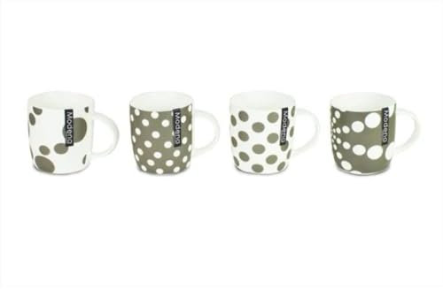New Bone China Mugs Set of 4 Polka Dot Design Tea Coffee Home Kitchen Office Cup Coffee Cups Tea Cups Mug Set Modena Tableware Dining