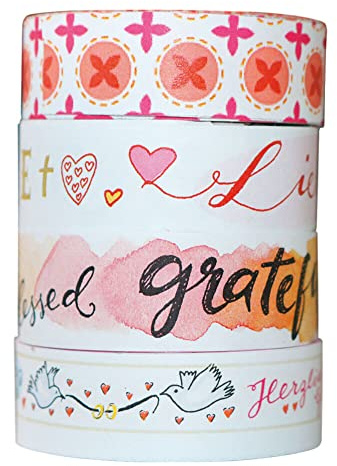 Washi Tapes Design Rot: 4 Rollen im Set