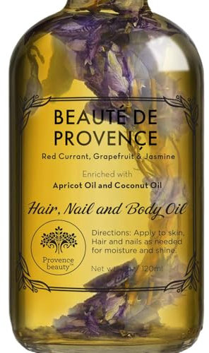 Lavendel-Mehrzwecköl für Gesicht, Körper und Haar – Bio-Mischung aus Aprikose, Vitamin E, fraktionierter Kokosnuss und Süßmandelöl Feuchtigkeitscreme für trockene Haut, Kopfhaut und Nägel – 120 ml