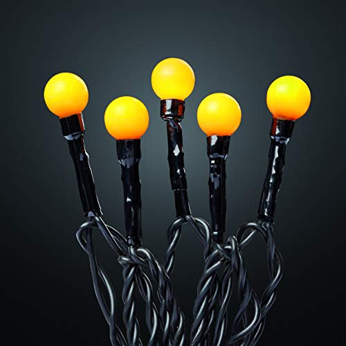 Hellum Kugel Lichterkette mit Timer, LED Lichterkette innen mit 20 gelbe LED Kugeln, Partybeleuchtung beleuchtet 190cm, Batteriebetrieben indoor für Party, Gerten, Weihnachten Dekoration, 521221