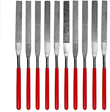 10-Teilige Flache Diamantgitter-Datei-Set, Nadel-Datei Schneiden Reparatur Hand Werkzeuge Für Metall Keramik Glas Edelstein Gehärteten Stahl Schmuck