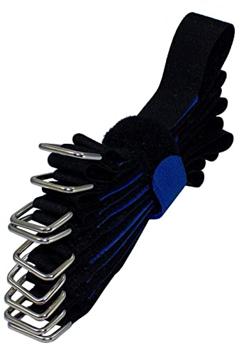 Lumonic 10x Klettbinder 300x20mm gekreuzt Schwarz Blau - Wiederverwendbare Kabelbinder aus Klettband - Zum Befestigen oder Kabelmanagement