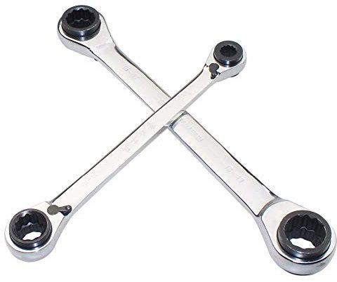 TOOLSTAR Chiave combinata a cricchetto 4 in 1, reversibile, multiuso, confezione da 1, 17 x 19-22 x 24 mm