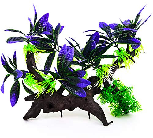 AQUA KT Aquarium Landscape Simulation Artificial Plant Purple, Plastic Plant for Fish Tank Decoration, Aquatic Water Plant, Fish Bowl Ornament