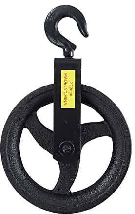 KATSU Puleggia Carrucola 200 mm, Capacità di Carico 260kg, Paranco a Fune con Volantino Sospeso con Gancio per Ponteggi e costruzioni 18219420