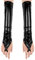 YOOJIA Damen Punk Wetlook Handschuhe Lange Fingerlos Lack Optik Armstulpen mit Nieten Gogo Tanz Kostüm Night Club Party Accessories A Schwarz Gesamtlänge 52 cm