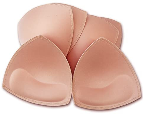 WMugthome 3 Pairs Sew Bra Pad Insert with A/B/C/D/E CUP Size for Women Sports Bra Yoga Bra Bikini Top (E CUP, Beige-triangle-massage)