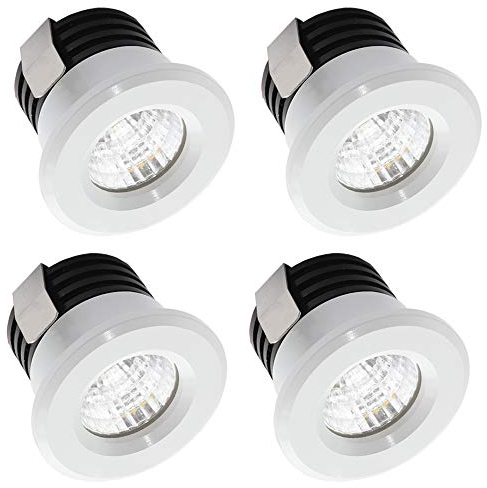Yangtek 4 x Mini focos LED empotrables 3 W blanco cálido, luces mini focos LED para vitrina Station de interiores iluminación de cartón yeso Incl.Seperated transformador