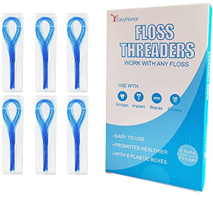 EasyHonor Zahnseideeinfädler für Zahnspangen, Brücken und Implantate, 210 Stück (6 Stück)