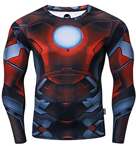 Nessfit Mens Compression Superhero Top Base Layer Gym Long Sleeve Running Thermal Sweatshirt Workout (Medium, Superhero 4)