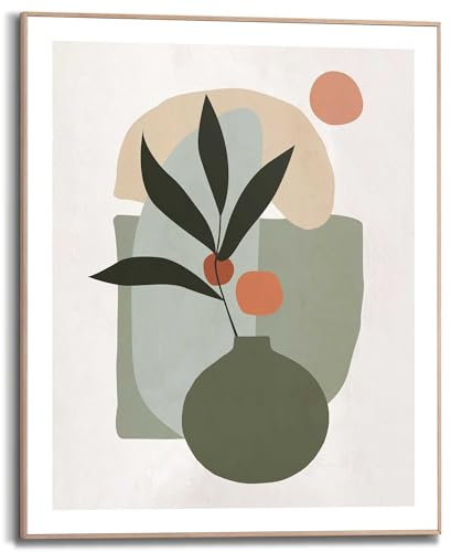 REINDERS Gerahmtes Bild, Vase mit Blumen, Wohnzimmer, Bilder, Wanddeko, Room Decor, MDF, Grün, 50x40cm