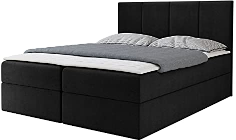 Mirjan24 Boxspringbett Rebos, Doppelbett mit 2 Bettkästen, Lattenrost und Matratze, Amerikanisches Continentalbett, Polsterbett, Bett mit Kopfteil, Bettgestell (Manila 18, 160 x 200 cm)