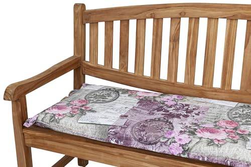 KETTtex 0798 Auflage Gartenbank Florence 120 cm rosa-grau Blumen Landhaus Sitzpolster