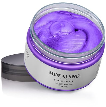 Hair Colour Wax, 120g Temporary Coloured Hair Paint Wax, Easy Washable Colour Change Hair Dye for Kids,Women,Men (Violet)