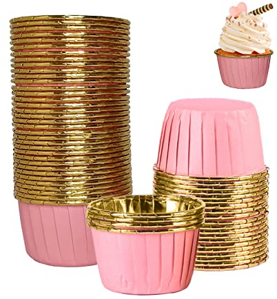 60 Stück Cupcake Muffin Förmchen aus Aluminiumfolie, Muffin Backförmchen papier Cupcake-Hüllen, Einweg-Backbecher für Geburtstage Hochzeiten Partys Muffinform Pudding Snacks Dessert Weihnachten Dekor