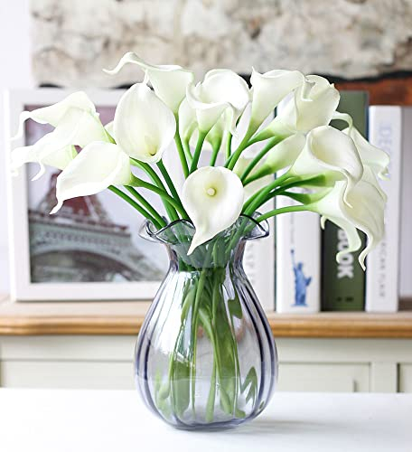 NatureMan 10 fiori artificiali da 13 pollici di giglio di baia fiori di pura sensazione per la decorazione della casa, della cucina e della festa di nozze (bianco)