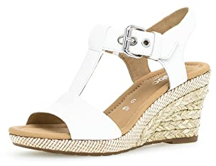 Gabor Damen Keilsandalen, Frauen Keilsandaletten,Moderate Mehrweite (G),Lady,Ladies,Sommerschuhe,Freizeitschuhe,Weiss (Bast),40 EU / 6.5 UK