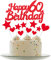 Personalised Happy 60th Birthday Cake Toppers Red Cake Decorations for Women,Her,Lady 601th Birthday Cake Cupcake Topper, Glitter Cakes Banner Decoration for 60 Birthday Anniversary Party Supplies