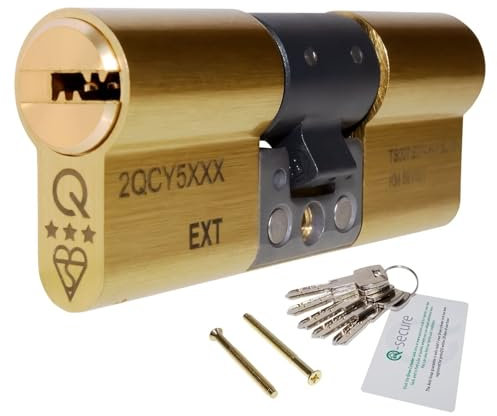 Brass, 40/55 (95mm) greenteQ Orion TS007 3-Star Anti-Snap Euro Cylinder Lock Door Barrel