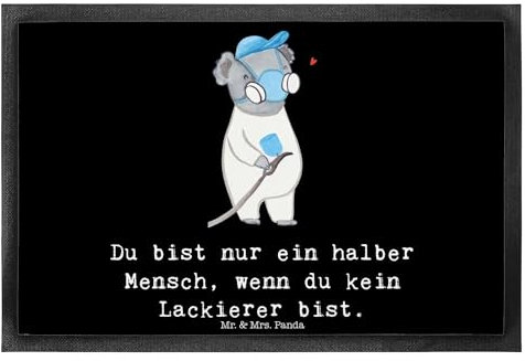 Mr. & Mrs. Panda 40 x 60 cm Fußmatte Lackierer Herz - Geschenk, Ausbildung, Arbeitskollege, Fussmatten, Werkstatt Lackierer, Abschied, Fußmatte