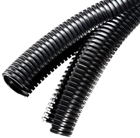 KafTon 23.1mm Internal Diameter Black Conduit Outside Diameter 28.3mm Split Plastic Flexible Cable Tidy Solution Tube Trunking - UV Resistant High Flexibility - Length 2M