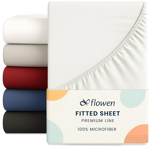 Flowen Spannbettlaken 140x200 cm Mikrofaser Spannbetttuch Weiß für Bett Atmungsaktive Hypoallergene Bettlaken Anti-Milbe Leicht Weich und Knitterfrei mit 30 cm Tiefe Tasche Maschinenwaschbares