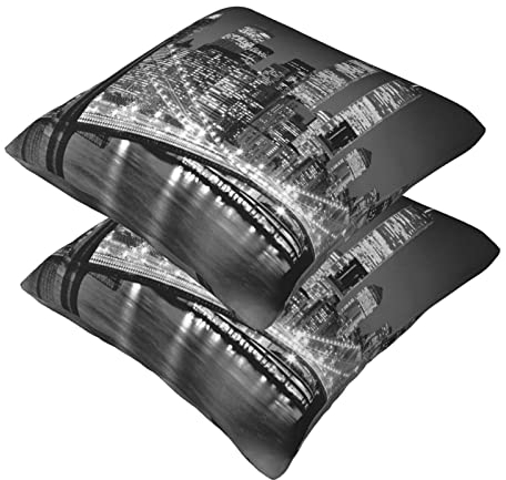 New York Kissenbezüge, 2 Stück, quadratische Kissenbezüge, superweicher Kissenschutz mit Reißverschluss für Couch, Wohnzimmer, Sofa, Bett, Büro, Auto, 40 x 40 cm